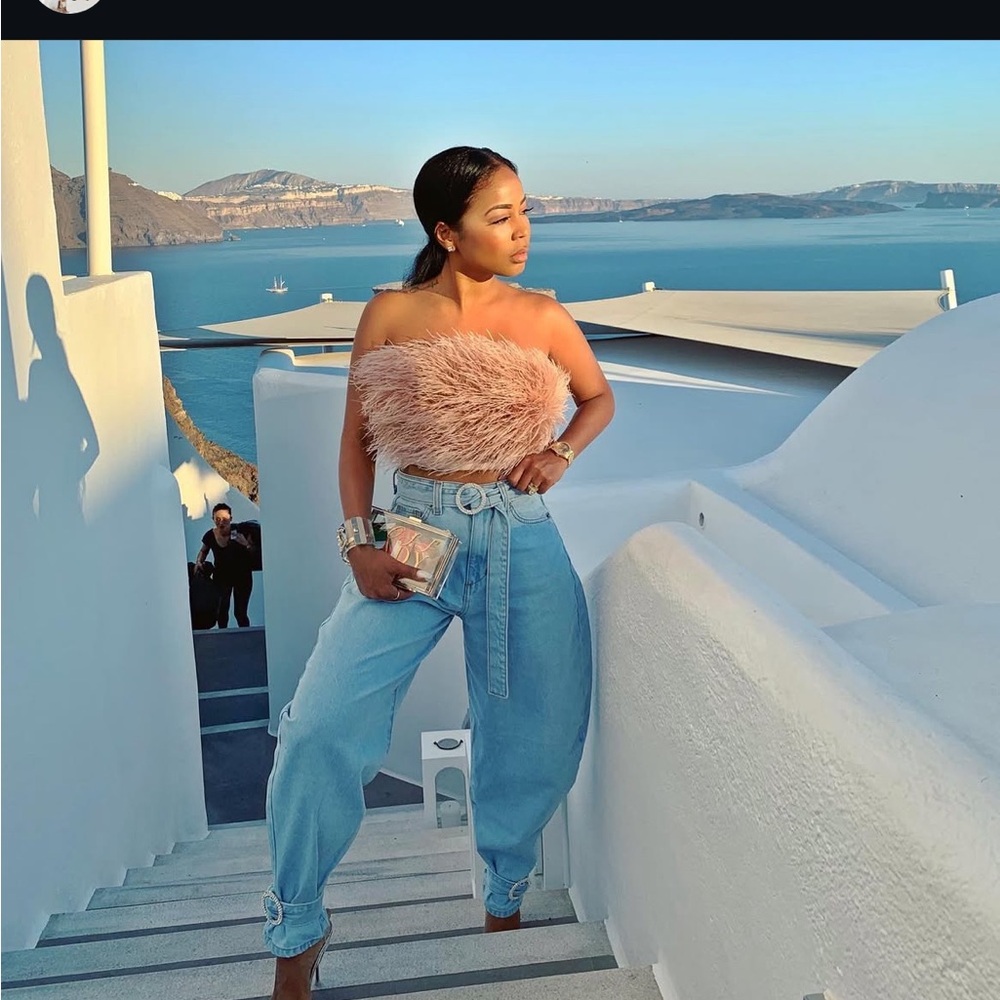 Minaa Monroe Stylish Blue Jeans with bling ankle cuffs